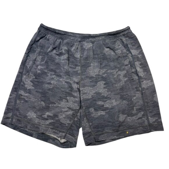 Lululemon Men's Camo Gray Athletic 9'' Inseam Running Shorts Pockets Size XL - Picture 1 of 11